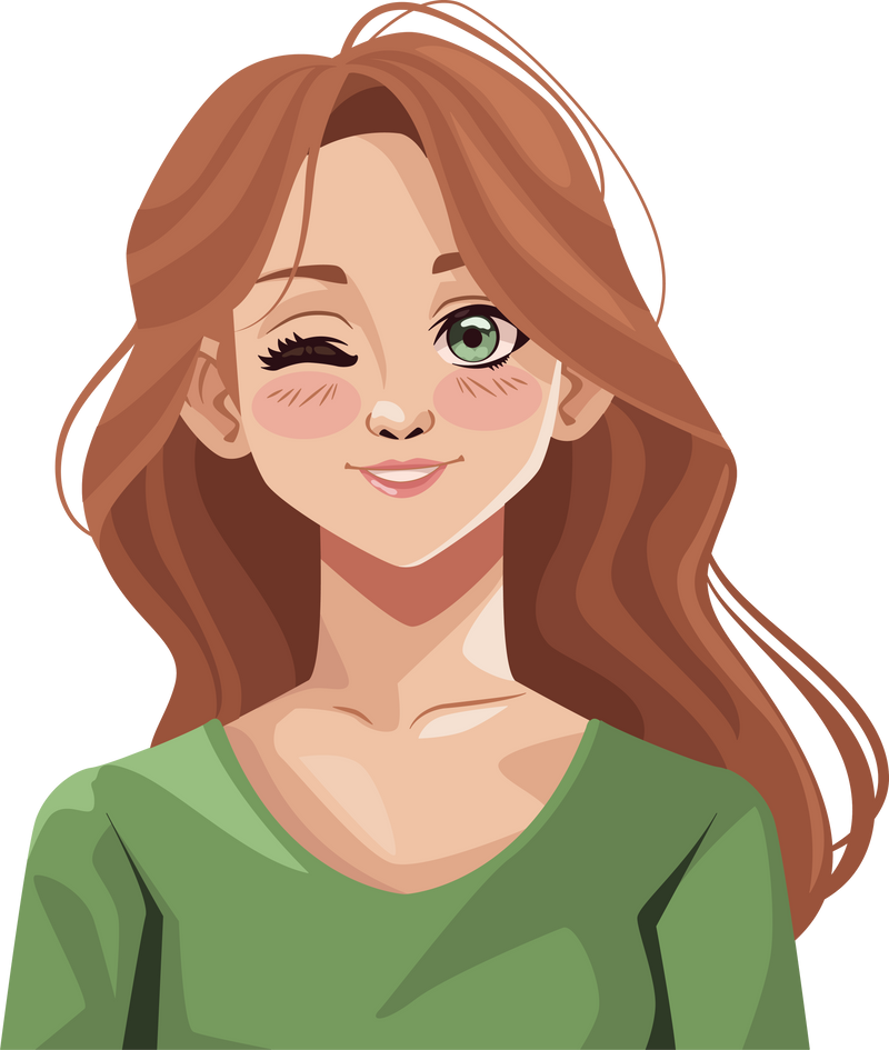 young woman long hair avatar